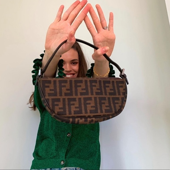 Fendi Handbags - Fendi mini zucca half moon baguette
